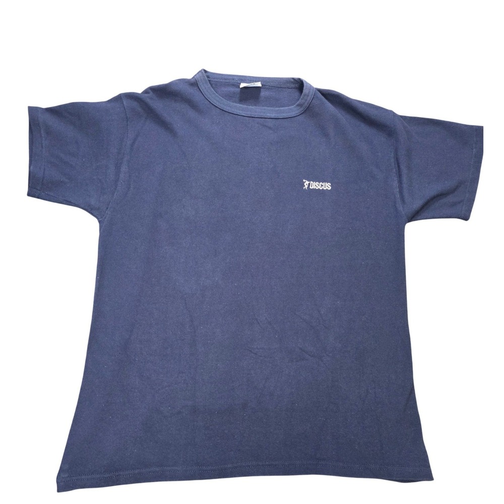 Vintage Discus Athletic Cotton T-Shirt Men's Size Large Navy Blue Made in USA